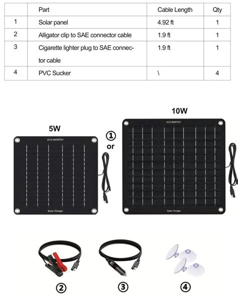 Eco Worthy W Solar Car Battery Charger Maintainer Instruction Manual