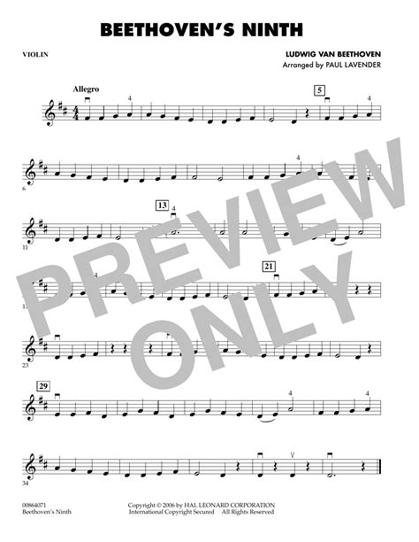 Beethoven's Ninth - Violin by Paul Lavender Sheet Music for Orchestra ...