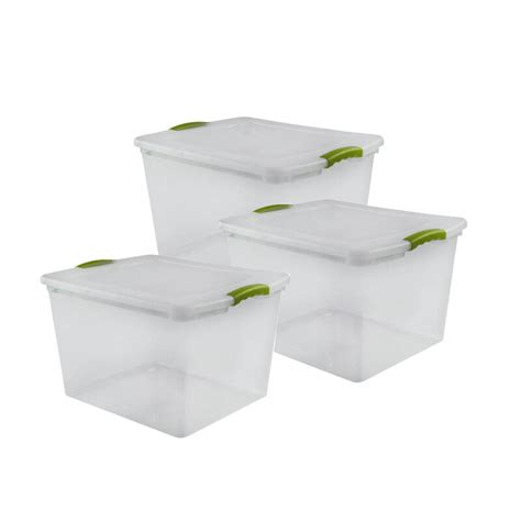 Set X3 Caja Organizadora 45 Lts Wenbox TRANSPARENTE Garage Impo