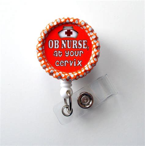 Amazon Ob Nurse At Your Cervix Orange Name Badge Holder Cute