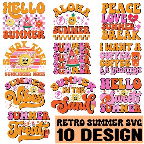 Premium Vector Retro Summer Svg Bundle Beach Svg Beach