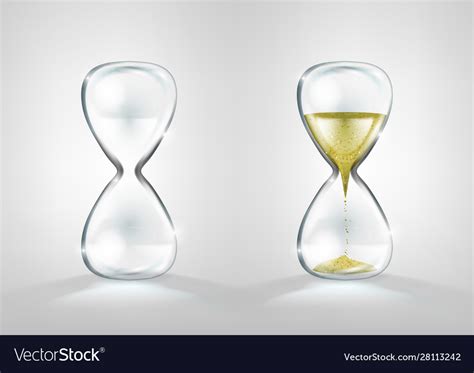 Empty And Full Gold Glitter Hourglass Isolated Vector Image