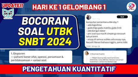 Bocoran Soal Utbk Snbt Hari Ke Gelombang Pengetahuan