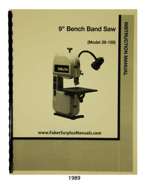 Delta 9 Bench Band Saw 28 150 Instruction And Parts List Manual 1989 Ebay