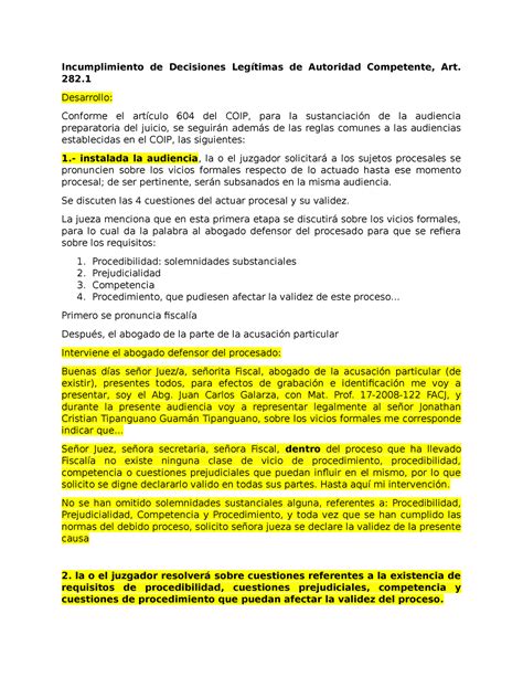 Desarrollo De La Audiencia Evaluatoria Y Preparatoria De Juicio Jonathan Tipanguano