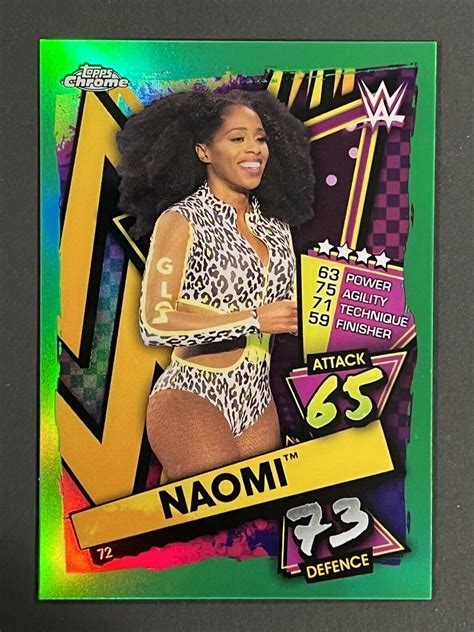 2021 Topps WWE Chrome Slam Attax 72 Green Refractor 50 Naomi EBay