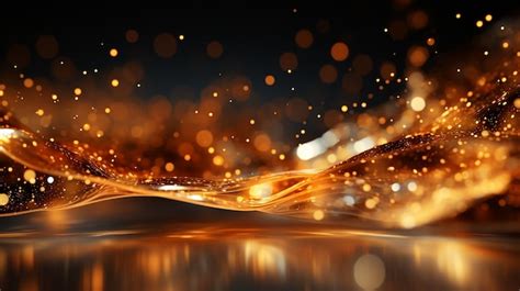 Premium Ai Image Golden Glitter Light Abstract Generative Ai Background