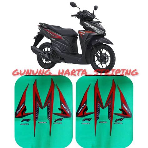 Striping Stiker Lis Motor Honda Vario Techno 125 LED 2015 Hitam Standar