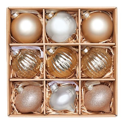 Gold Glass Christmas Tree Baubles 9 Pack Homebase