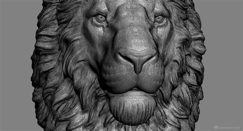 Lion Head D Model Digital Sculpture Stl Obj Files