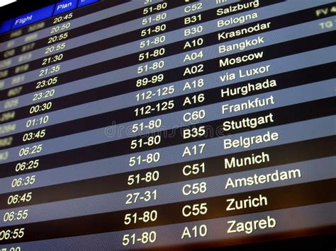 Airport Gate Sign Flight Schedule Airline Stock Image Image Of