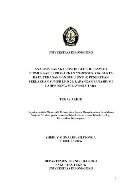 PDF UNIVERSITAS DIPONEGORO ANALISIS KARAKTERISTIK GEOLOGI Eprints