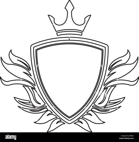 Shield Crown Decoration Royal Heraldic Ornament Line Stock Vector Image