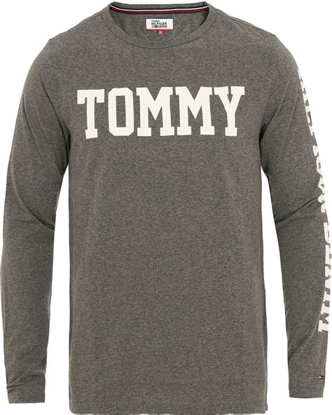 Tommy Hilfiger Denim Logo Long Sleeve Tee Dark Grey Hos Careofcar