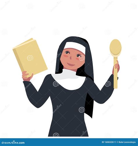 Nun Holds A Book Of Recipes For Lean Dishes Close Up Sister Of Mercy