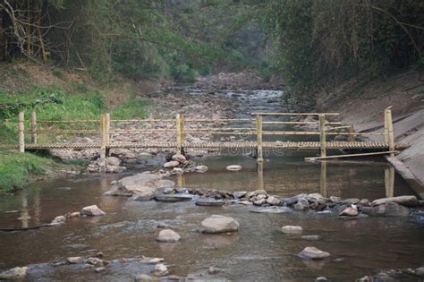 Wood Bridge Footbridge Walkway Across River Stock Image Image Of