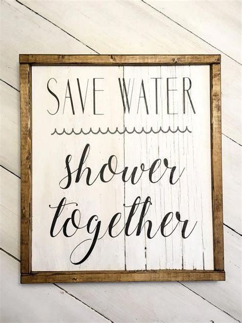 Save Water Shower Together Wood Sign Bathroom Sign Funny Bathroom