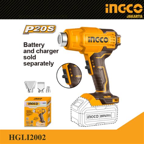 Jual Mesin Hot Gun Baterai Heat Gun Cordless V INGCO HGLI UO Pemanas Shopee Indonesia