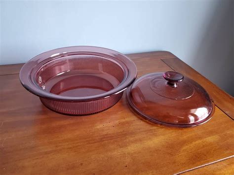 Vintage Corning Visions Large Cranberry Casserole Dish With Etsy UK