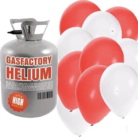 Helium Tank Met Rood En Witte Ballonnen Valentijn Heliumgas Met