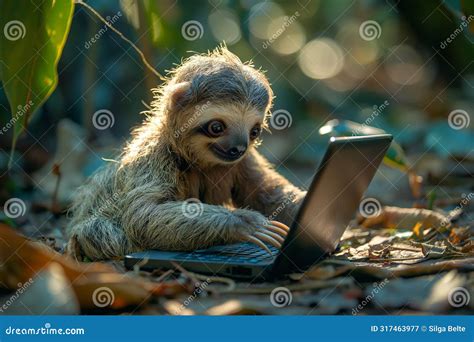 A Very Adorable Little Sloth Baby Sitting in a Forest and Looking at a ...