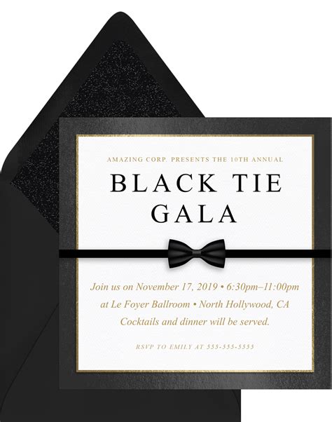 Black Tie Affair Invitations in White | Greenvelope.com