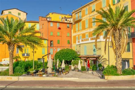 Colorful Houses In Menton Cote D Azur French Riviera Stock Image