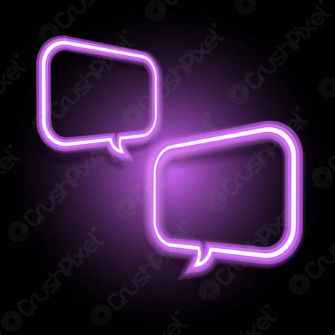 Violet Neon Speech Bubble On Dark Background Stock Vector