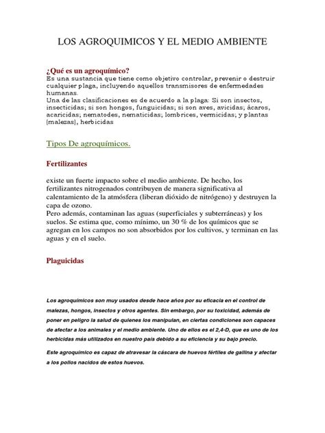 Pdf Los Agroquimicos Y El Medio Ambiente Dokumen Tips