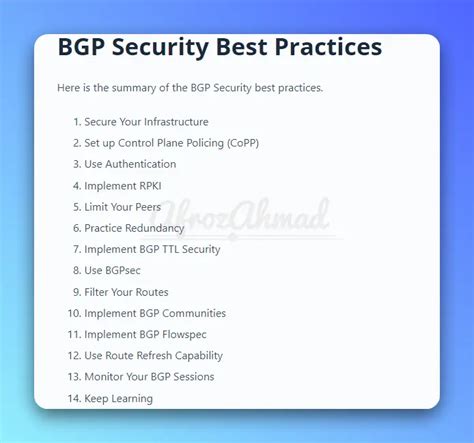 BGP Security Best Practices