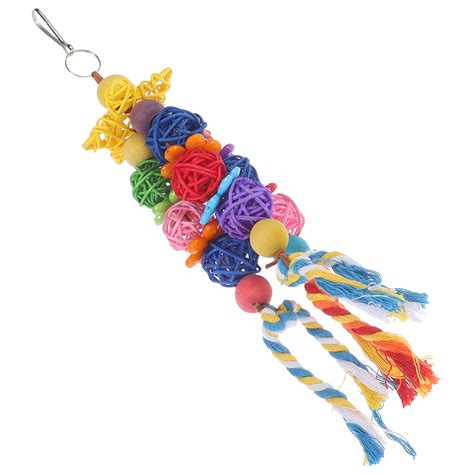 2 Pieces Parrot Chewing Toy Color Rattan Balls Biting Toys Bird Birds