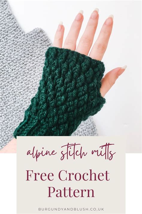 Aspen Mittens Crochet Fingerless Gloves Pattern Burgundy And Blush