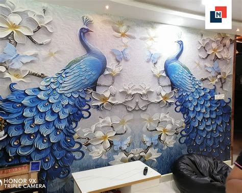 Royal Pattern 3D PVC Peacock Printed Wallpaper At 80 Sq Ft In