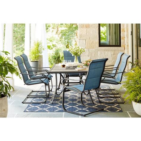 Hampton Bay Crestridge Padded Sling Spring Patio Dining Chair In Putty 2 Pack Kts60eh 2 The