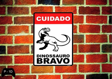 Placa Decorativa Mdf Cuidado Dinossauro Bravo Elo