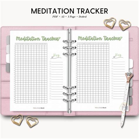 Meditation Tracker Mindfulness Planner Self Reflection Printable