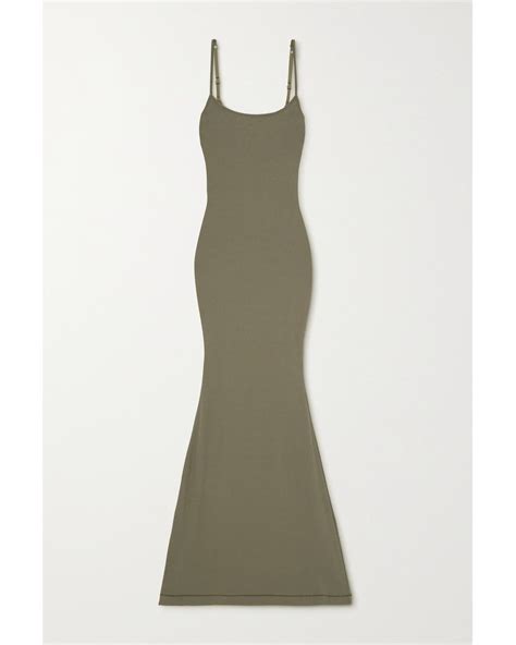 Skims Soft Lounge Ribbed Stretch Modal Maxi Dress In Green Lyst Uk