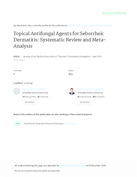 Pdf Topical Antifungal Agents For Seborrheic Dermatitis Systematic Review And Meta Analysis