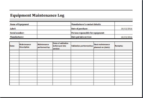 4 Maintenance Templates - Word Excel Formats