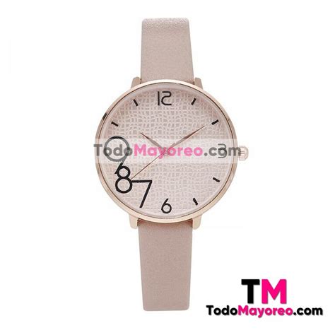 Reloj Delgado Rosa Nude Extensible Piel Sintetica Numeros Grandes R TodoMayoreo