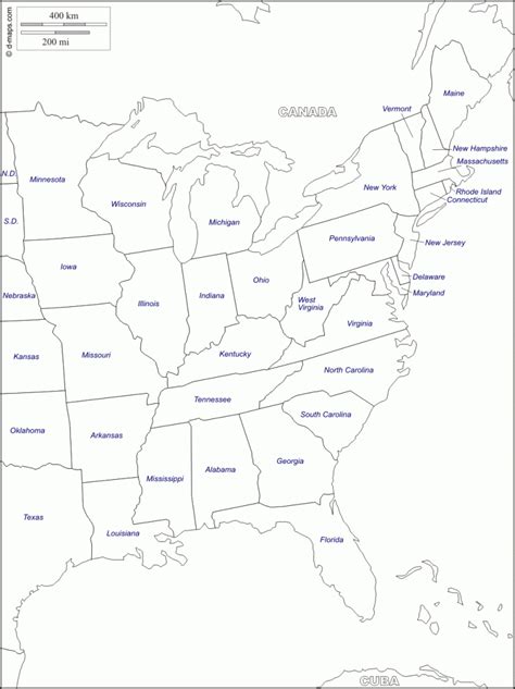 Printable Map Of The Eastern United States