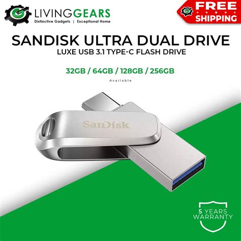 Sandisk Flash Drive Dual Drive Luxe Usb Type C 32gb64gb128gb256gb