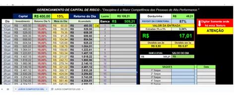 Planilha De Gerenciamento De Risco Calculos Parcelamento Sem Juros