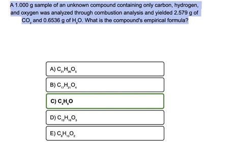 Solved A G Sample Of An Unknown Compound Containing Chegg