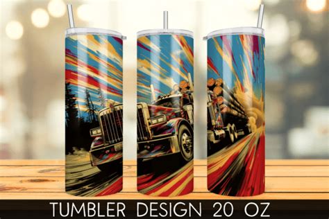 Logging Semi Truck Tumbler Sublimation Graphic By Mragjaza Creative