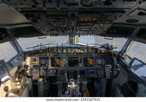 Full View Commercial Jet Airplanes Cockpit Stock Photo 1345587914 ...