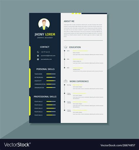 Creative Design Resume Template Or Cv Template Vector Image