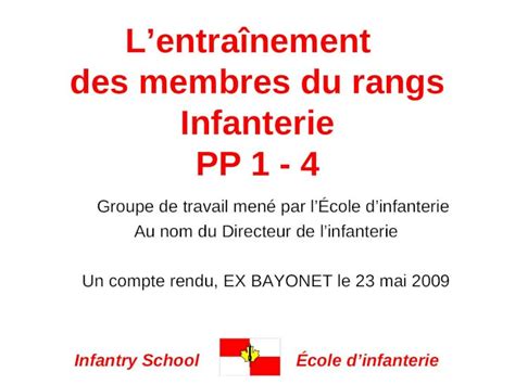 Ppt Infantry School Cole Dinfanterie Lentra Nement Des Membres Du