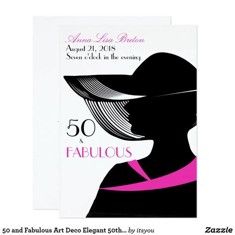 50 And Fabulous Art Deco Elegant 50th Birthday Card 50th Birthday