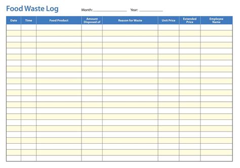 26 Free Printable Food Waste Log Sheet Templates PDF MS Word